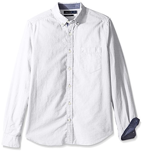 Nautica mens Long Sleeve Solid Oxford Button Down Shirt, White, XX-Large Tall US