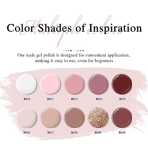 Larvall Beautpal Nude Gel Polish 10 Pcs All Seasons Skin Tones Gel Nail Polish Nude Pink Neutral Soak Off LED Gel Polish Nail Set Salon DIY Manicure Gift Set - Image 3