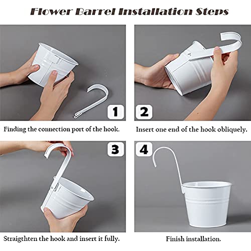 Bloss 8 Pack Hanging Flower Pots, Metal Hanging Planters Buckets With Detachable Hook And Drainage Hole Indoor/Outdoor Hanging Plant Holders For Balcony Garden Railing Fence, Small Size Multicolor #TOP6