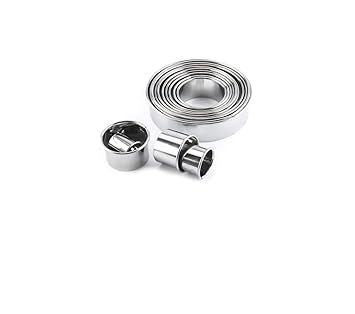 Stainless Steel Cookie Cutter Ring Molds for Cooking,10 Piece Round Cookie Cutter Set, Donut Cutter Set, Stainless Steel Circle Fondant Molds Co