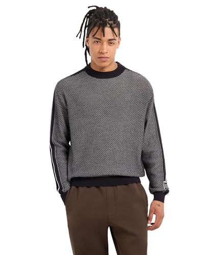 Armani Exchange Men's Wool Mix Pullover Sweater with A|x Vertical Stripe Logo