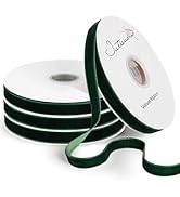Jutieuo 40 Yards Dark Green Christmas Velvet Ribbon 3/8 Inch for Gift Wrapping, Christmas Tree Bo...