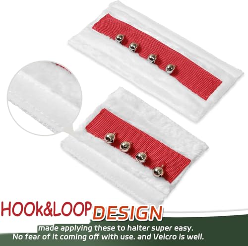 Image of Fleece Horse Santa Halter Bridle Cover with Jingle Bell for Christmas Parade