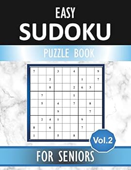 Paperback Easy Sudoku for seniors: 100 Easy Sudoku puzzles to solve - Includes solutions Large Print Puzzle Book For Seniors Marble Texture Cover Book