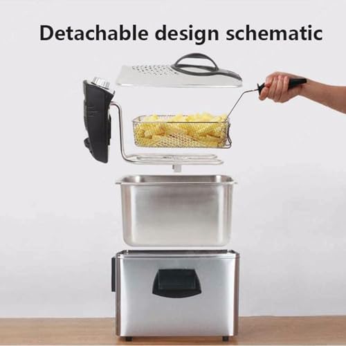 Friteuse 1800W acier inoxydable avec panier amovible et couvercle