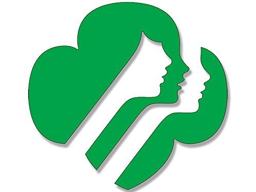 GREEN Girl Scouts Faces Logo Shaped Sticker Decal (emblem usa scouting) 4 x 4 inch
