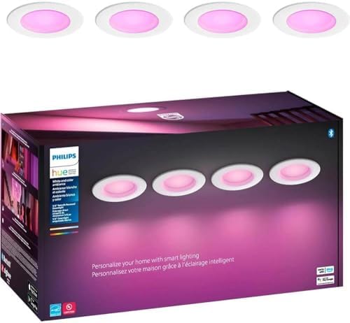 Philips Hue Smart 6 Inch LED Downlight - 4 Pack, Color-Changing, 1100LM - Control with App, Compatible with Alexa, Google Assistant, Apple HomeKit