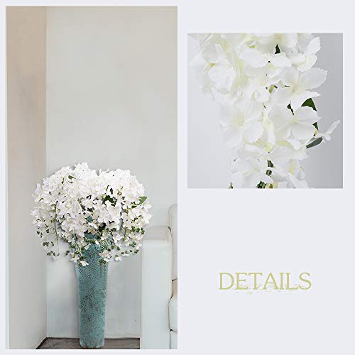 Jareling 6Pcs Artificial Silk Hydrangea Flowers Long Stems Fake Flowers For Tall Vase Wedding Vine Hanging Garlands Flower For Home Office Arch Party Decoration(White) #TOP3
