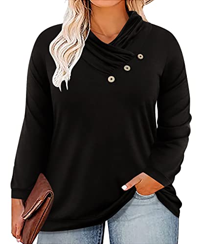 Image of CARCOS Womens Plus Size Tops Mock Neck Long Sleeve Shirts Turtleneck Tunics for Fall Winter XL-5XL