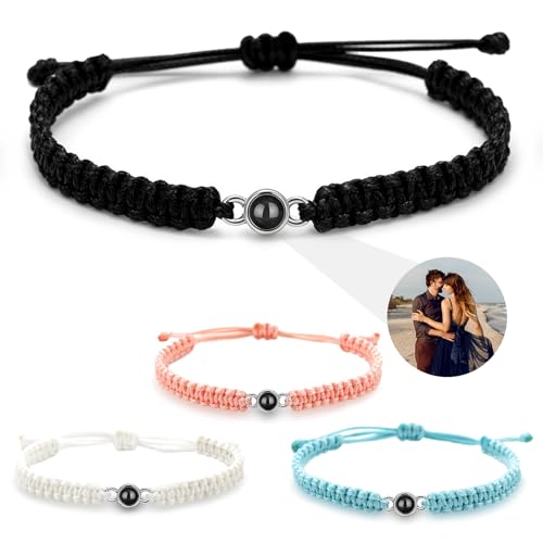 Personalized Bracelet with Picture inside - Custom Projection Bracelets with Photos, Customized Memorial Gifts for Women, Valentines Gifts for Wife Girlfriend