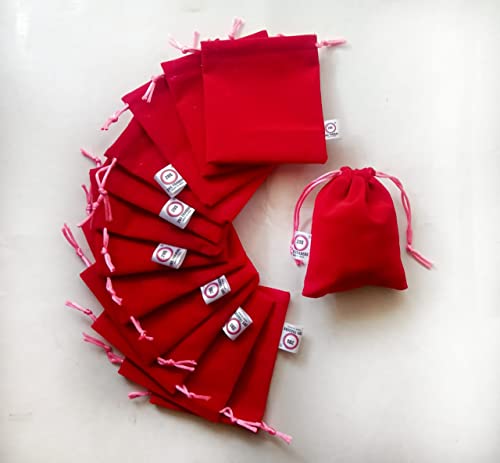 Image of 2DS Velvet Small Potli Bags For Return Gifts, Small Batwa for Jewellery Gifting pouch. Red colour velvet potli. Wedding gift potli /Jewellery Pouch, Shagun Potli Set, Coin Pouch