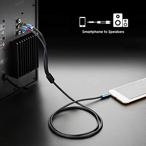 Millso Rca To 3.5Mm (6 Feet) Aux Adapter Cable 3.5 Mm To Rca 2-Male Headphone Jack Splitter Premium Stereo Audio Cord For Connects A Smartphone, Tablet, Or Mp3 Player To A Speaker - Spphire Blue #TOP3