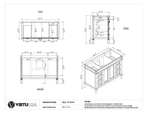 Virtu Usa Es-40048-Wmsq-Gr-Nm Tiffany 48" Single Bathroom Vanity Set In Grey, 48 Inches, Cool Gray #TOP2