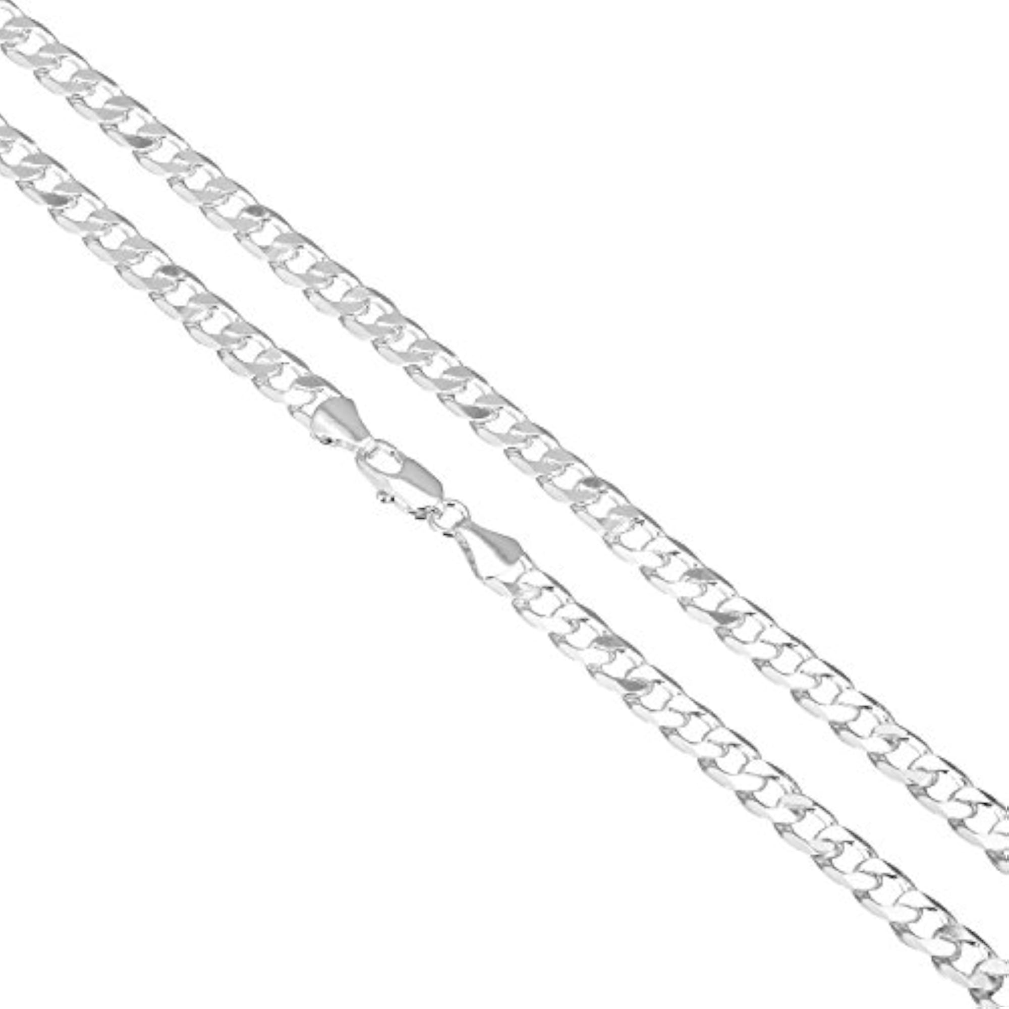 925 Silver Plated Cuban Link Bracelet & Necklace Combo, Gift Pack