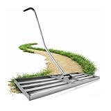 Lawn Levelling Rake Ergonomic with Click System 80 x 30 x 197cm, Rasenrechen Garden Grass Squeegee Sand Rakel Tool Scarifier with Long Handle Metal Rasen RechenRakel for Yard, Golf Course