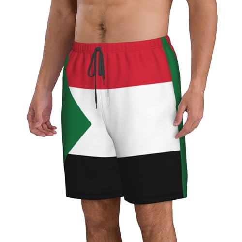 Sudanese Flag Men's Beach Pants-Quick-Dry & Comfortable Mens Beach Shorts for Men, Perfect for Surfing and Everyday Wear White2