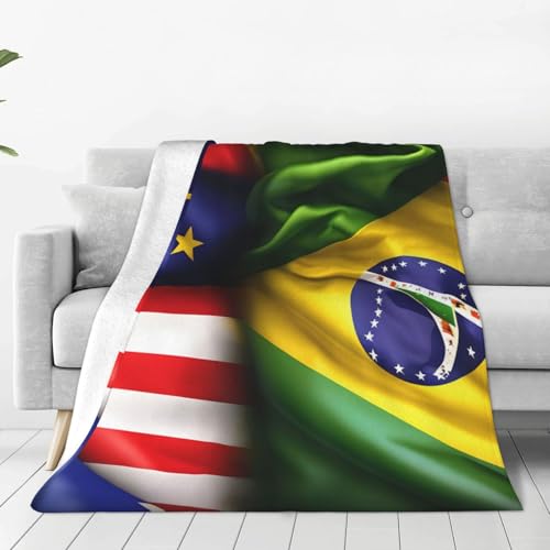 Couverture polaire douce et chaude au design imprimé double drapeau