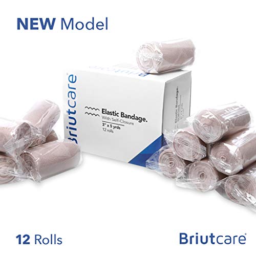 Briutcare Elastic Bandage Wrap (12 Pcs) | Strong Compression With Our Hook & Loop Closure | 3"X5 Yds Compression Bandage | First Aid Bandages Supply For Wound Care, Swelling, Soreness Of Joints #TOP1
