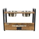 KUMDITA’ Elevated Dog Bowls with Stand. Adjustable Height Dog Food & Water Feeder with 2 Stainless Steel Bowls, Raised Feeding Station for Medium & Large Dogs