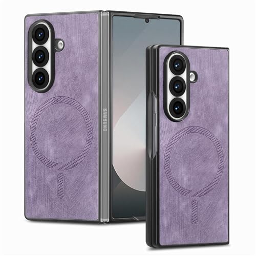 Coque Samsung Galaxy Z Fold 7 durable en cuir PU de qualité supérieure violet
