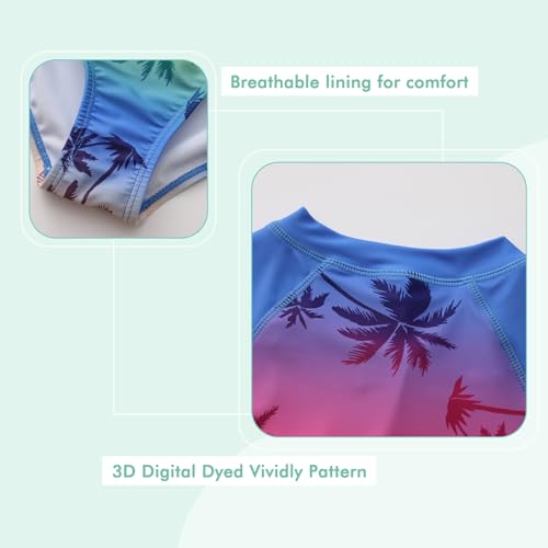 Image of Girls One Piece Swimsuits Short Sleeve Rash Guard for Girl Hawaiian Bathing Suit with Sun Protection Beachwear