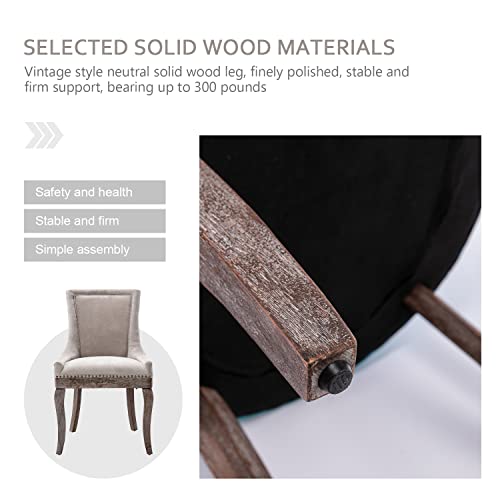 Kiztir Upholstered Dining Chairs Set Of 4, Farmhouse Dining Chairs With Solid Wood Legs, Nailhead Trim, Tufted Dining Chair For Kitchen/Living Room/Bedroom (Beige) #TOP4