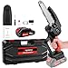Cordless Mini Chainsaw 6 Inch Handheld Electric Chain Saw & Case for Tree Pruning, Trimming, Branch Cutting with 1 Battery Red