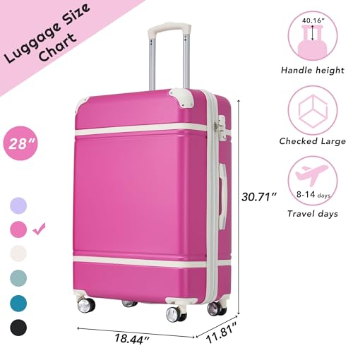 28in Carry on Luggage with Spinner Wheels Lightweight Hardshell Expandable Luggage with TSA Lock Travel Rolling Luggage Suitcase for Men Women Pink4