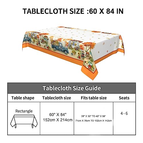 Guyuehu Fall Tablecloth Thanksgiving Bountiful Farm Pumpkin Washable Wipeable Polyester Fabric, Holiday Farmhouse Table Cover For Outdoor Home Party Decor 60X84 Inch (Orange, 60 * 84) #TOP3