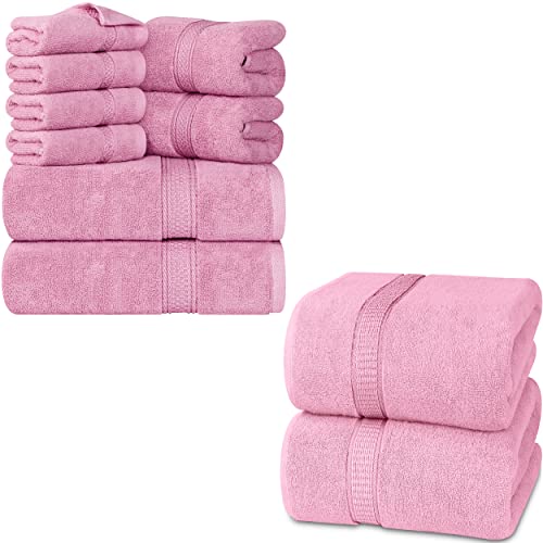 Utopia Towels Bundle Pack Of 10 – 2 Bath Towels, 2 Hand Towels, 4 Washcloths & 2 Bath Sheets - 600 Gsm Ringspun Cotton- Soft And Highly Absorbent- Perfect For Home, Hotel, Spa, Restaurants (Pink) #TOP9