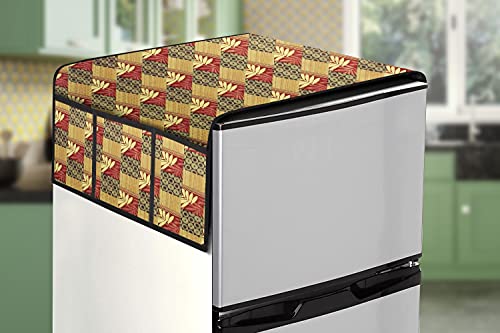 Image of Stylista Refridgerator top Cover Suitable for Samsung RR24C2Z23CR /NL, 223 Liter Fridge, Dimension (WXD) 65x111 CM, Surface Pattern Yellow
