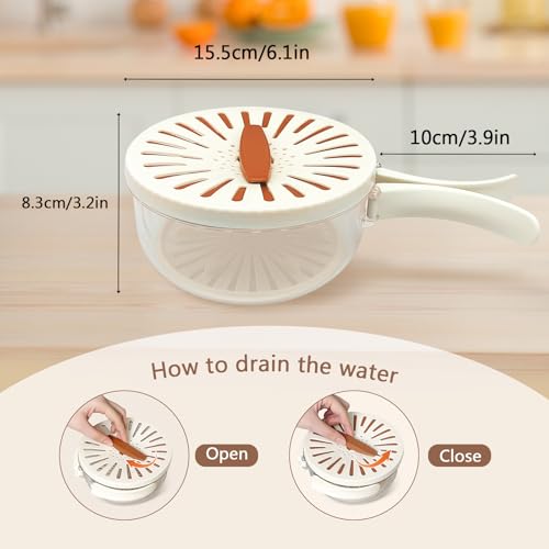 Upgrade Fruit Washer Strainer Bowl with Foldable Handle,Fruit Washing Bowl with Strainer,2 in 1 Vegetable Drain Basket,Multifunctional Fruit Colander Storage Container for Kitchen,Fridge,Picnic1