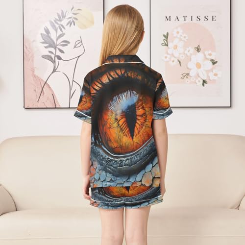 ALAZA Dragon Eye Satin Pajamas Set Short Sleeve Button Down Sleepwear Summer Pjs 2 Piece4