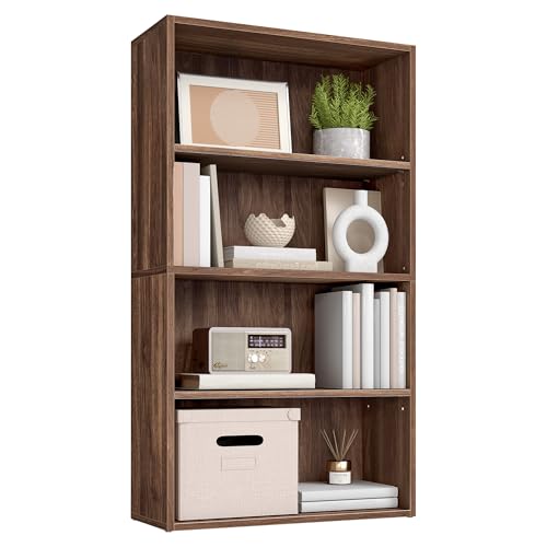 Image of VASAGLE CUSTOS Collection - Bookshelf, 4-Tier Bookcase, Book Shelf, Open Storage Shelf, 9.4 x 23.6 x 42.4 Inches, for Living Room, Home Office, Dining Room, Natural Walnut ULBC164K01