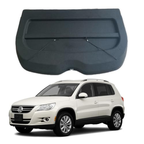 TCC Parcel Shelf Direct Car Parcel Shelf - Compatible with Volkswagen Tiguan MK1 (2009–2017) | Sturdy Boot Cover with Clips and Cord for Extra Storage | Space Saving VW Car Accessories | Black