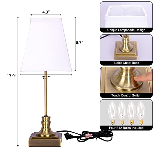 Nqofadsn Bedside Table Lamps Set Of 2 Touch Control Table Lamp For Bedroom Nightstand Lamp With White Shade Gloden Base Bedside Lamps For Nightstand For Living Room Home Office Led Bulbs Included #TOP4