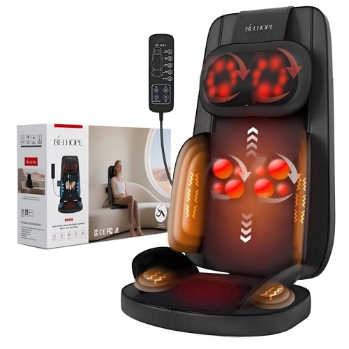 YOSSMO Shiatsu Neck and Back Massager with Heat, 8D Kneading Massage Chair Pad for Pain Relief Deep Tissue, Full Body Relaxation for Home Office, Gifts for Men Women
