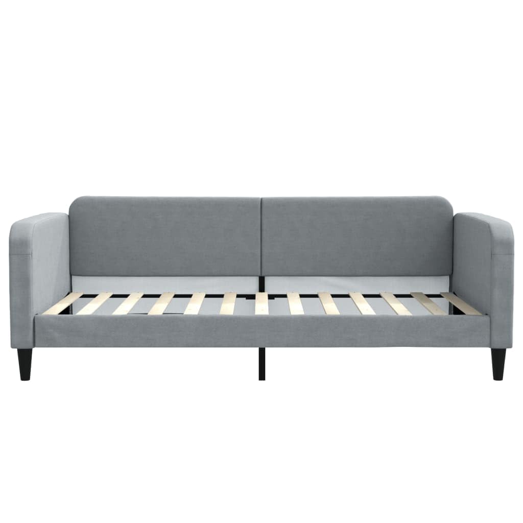 Tagesbett 100x200 cm Hellgrau Stoff Schlafsofa mit Metall Massivholzgestell 2in1 für Gäste Schlafzimmer Wohnzimmer