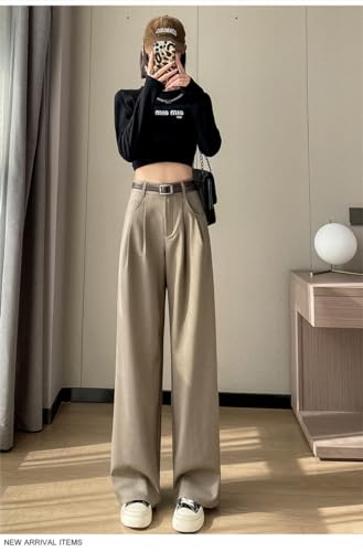 utcoco Womens Casual Business Dress Pants High Waist Wide Leg Work Pants with Belt2