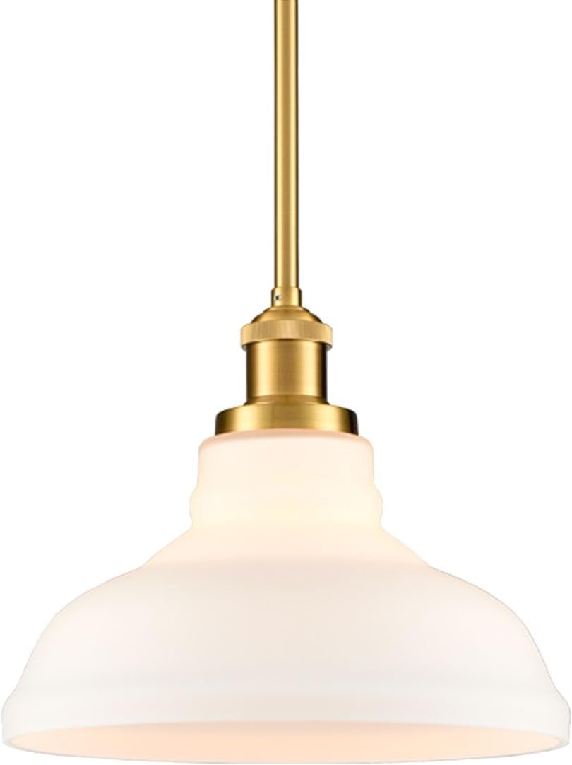 HOLKIRT Modern Pendant Light Fixtures Gold Pendant Lights Kitchen Island Hanging Lights for Bedroom Dining Room Bathroom with Dome Opal Glass,Adjustable Height