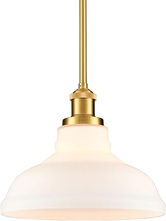 HOLKIRT Modern Pendant Light Fixtures Gold Pendant Lights Kitchen Island Hanging Lights for Bedroom Dining Room Bathroom with Dome Opal Glass,Adjustable Height
