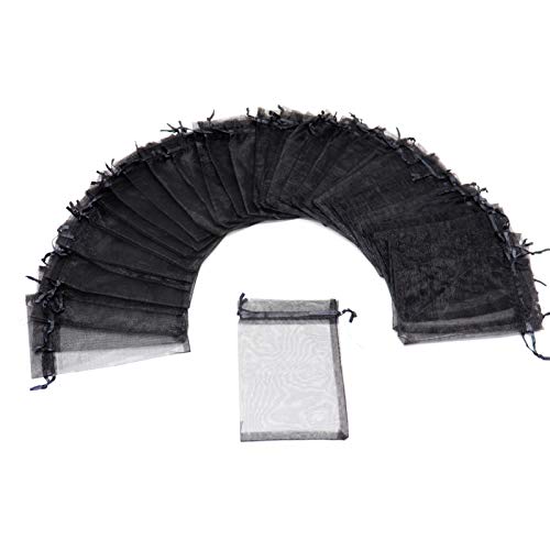 Image of Dealglad 50pcs Drawstring Organza Jewelry Candy Pouch Christmas Wedding Party Favor Gift Bags (4x6, Black)