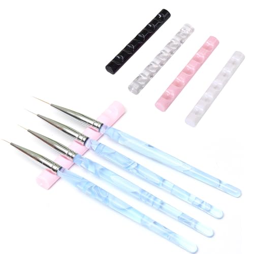 Image of 4 Pack Paint Brush Holder Rest Mini Acrylic Portable Stand Storage Rack for Paint Brushes Set Oil Painting Watercolor Paintbrushes Makeup Nail Art Pen Pencil Miniature Detailing Drawing