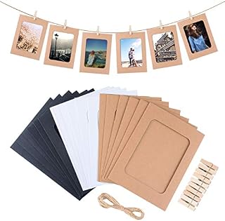 LEJHOME Paper Picture Frame, 30pcs Kraft Photo Frames for 4x6in Photo, Photo Hanging