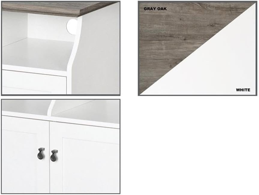 Pemberly Row 2-Door Modern Wood File Cabinet, White and Gray Oak Finish, 31.5" W x 15.7" D x 29.9" H, Laminate Surface, Transitional Style Home Office Storage Furniture with Hidden Organization