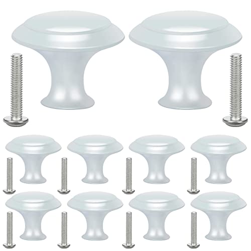 astarye 10 botones blancos para muebles de acero inoxidable, pomos para cajón, estilo redondo Cover