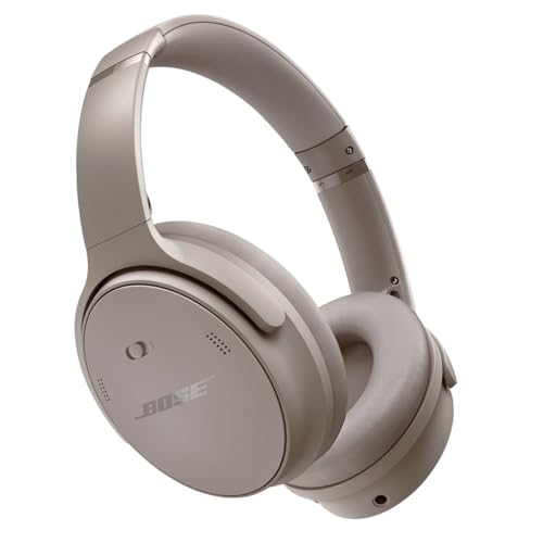 Image of Bose QuietComfort Headphones - Wireless Bluetooth Headphones, Active Over Ear Noise Cancelling and Mic, Deep Bass Bundle + Desktop Headphone Stand + Green Extreme Dual Wall Charger (Sandstone)
