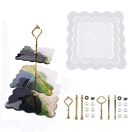 silikonformen epoxidharz, epoxidharz Formen DIY Gießen Form Untersetzer silikonformen mit 2set Golden Racks, Obst Cupcake Candy Halter für Home Decoration Halloween Weihnachten Geburtstag
