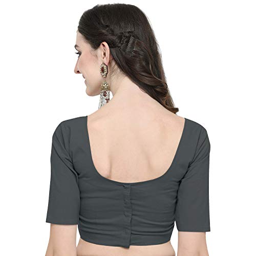Image of Janasya Women's Plain Pure Cotton Stitched Blouse