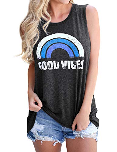 Nlife Women Good Vibes Blouse Hoodies Long Sleeve Casual Tank Tops Graphic Tee